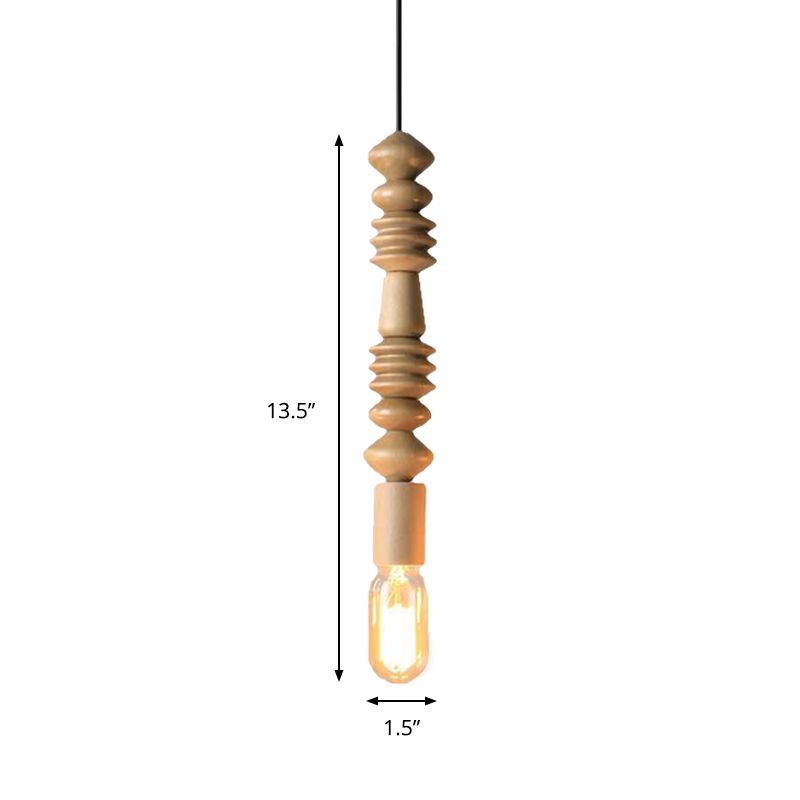 Lámpara colgante de bombilla desnuda de estilo japonés con luz colgante de luz simple deco de madera en beige para cocina