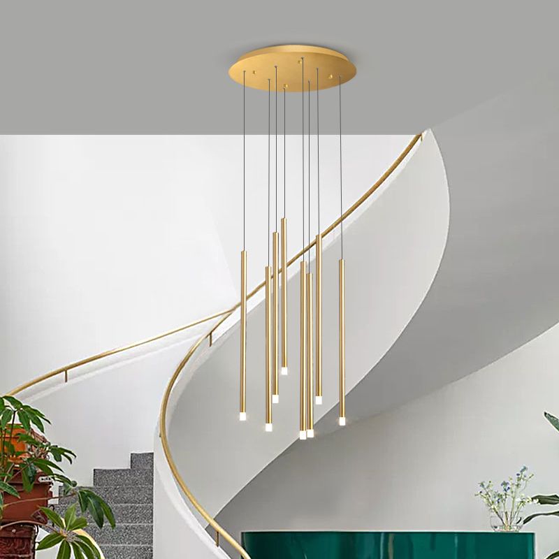 LED Sticks Pendant Lighting Minimalistic Metal Staircase Ceiling Suspension Lamp with Acrylic Shade