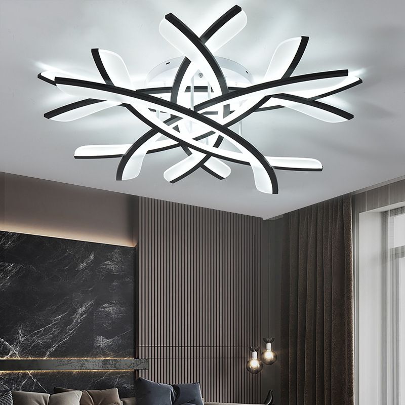 Line Shape LED Ceiling Lamp Modern Iron Flush Mount for Bedroom Study