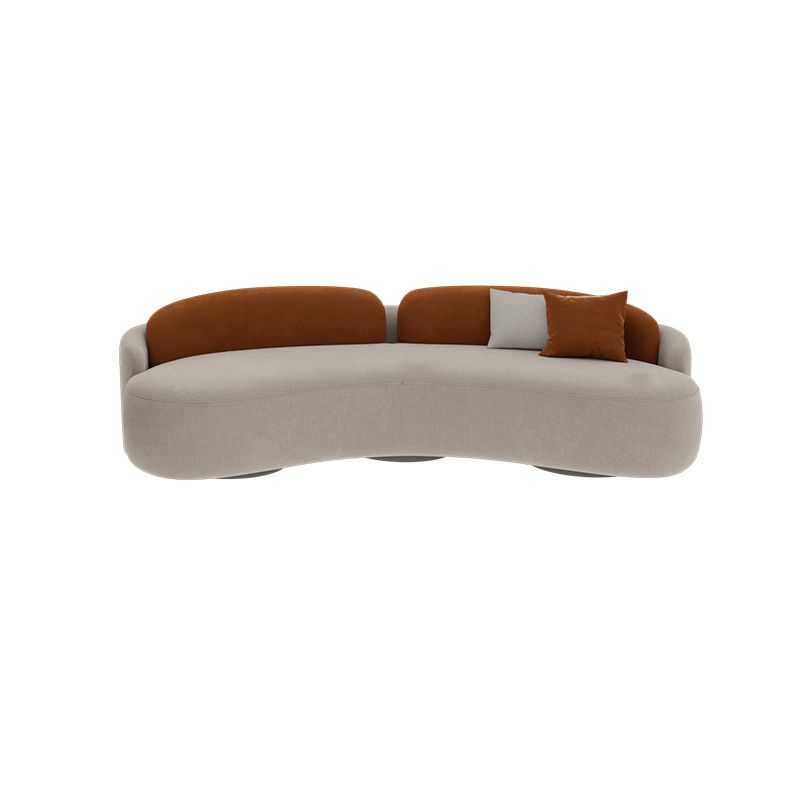 Curved Armless Seating Stain Resistant Sofa in Orange and Gray