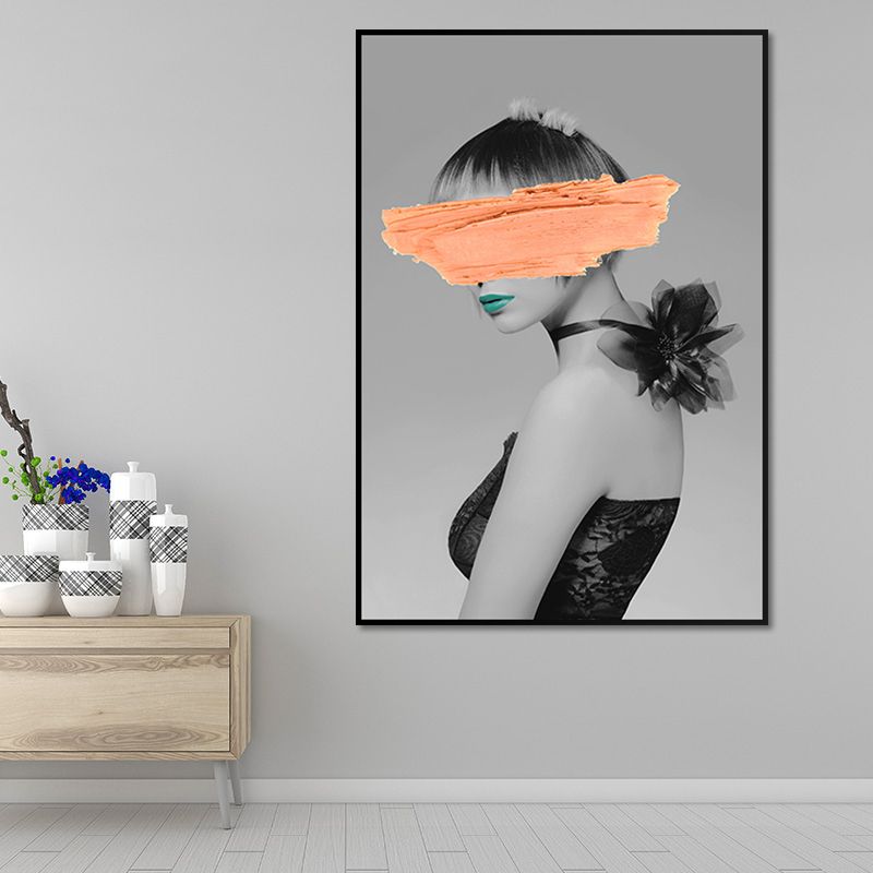 Glam – toile imprimée de figurine modèle, décoration murale texturée de couleur foncée pour chambre de filles