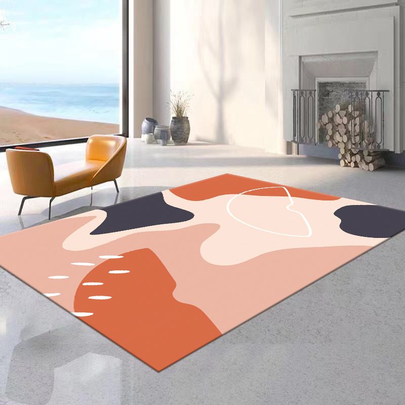 Tapis bloc de couleur rose, tapis d'intérieur en polyester, lavable, pour la décoration de la maison