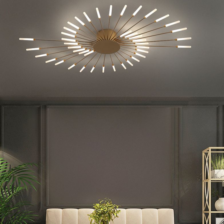 Moderne Simlizität LED Deckenleichter Radial Metall Semi Flush Mount für Wohnzimmer