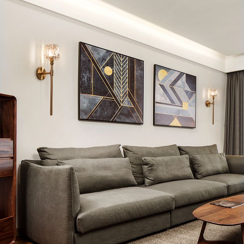 Nordic Style Metal Wall Light Globe Shape Wall Sconce with Crystal for Living Room