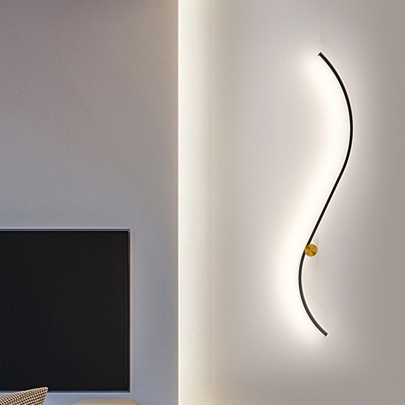 Modern LED Wall Mount Lighting Black Wave Wall Lighting Fixture with Metal Shade