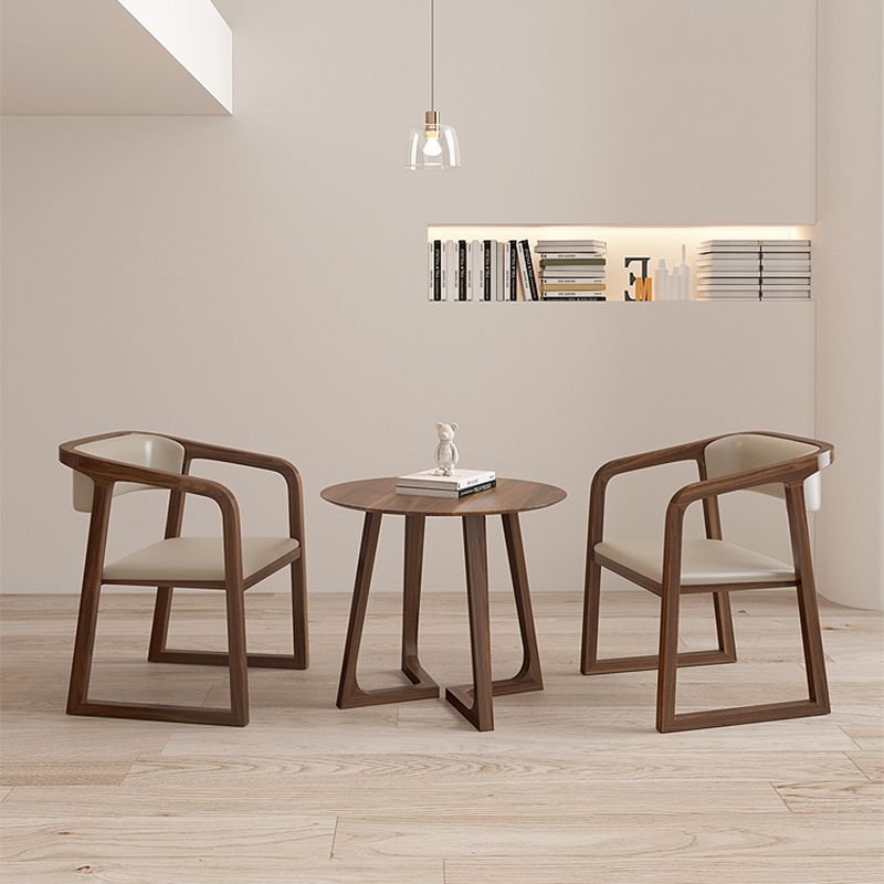 Cross Legs Base Coffee Table in Brone Solid Wood with Round Top