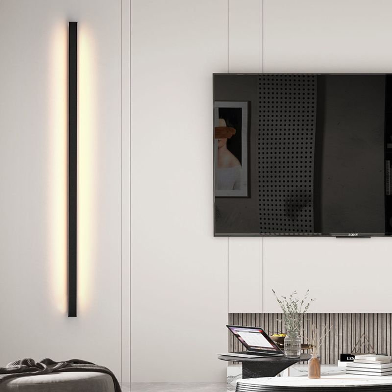 Linear Wall Light Fixture Modern Metal 1 Light Wall Light in Black