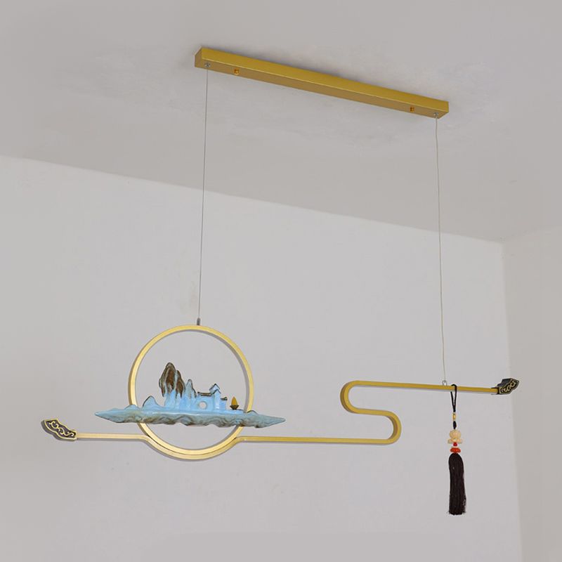 Accesorios de iluminación colgante lineal de 2 luces luces colgantes de sala de té modernas con sombra de metal