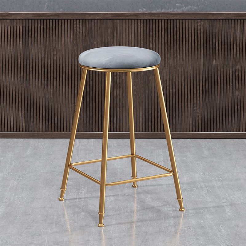 Contemporary Bar Stool Round Seat Barstool with Footrest and Metal Base