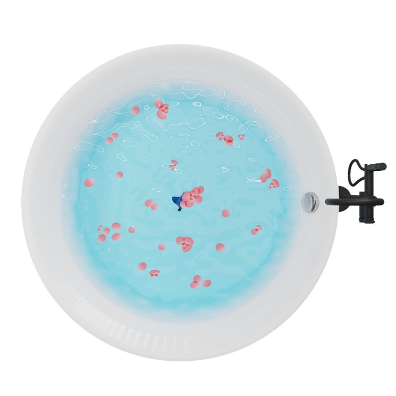 Round Bathtub Acrylic Soaking Freestanding Bathtub , 25.59-inch Tall