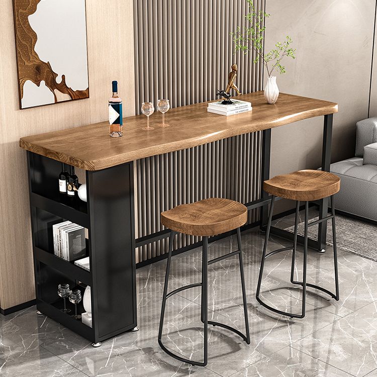 Indoor Modern Solid Wood Bistro Accent Dining Table Footrest Bistro Table with Storage