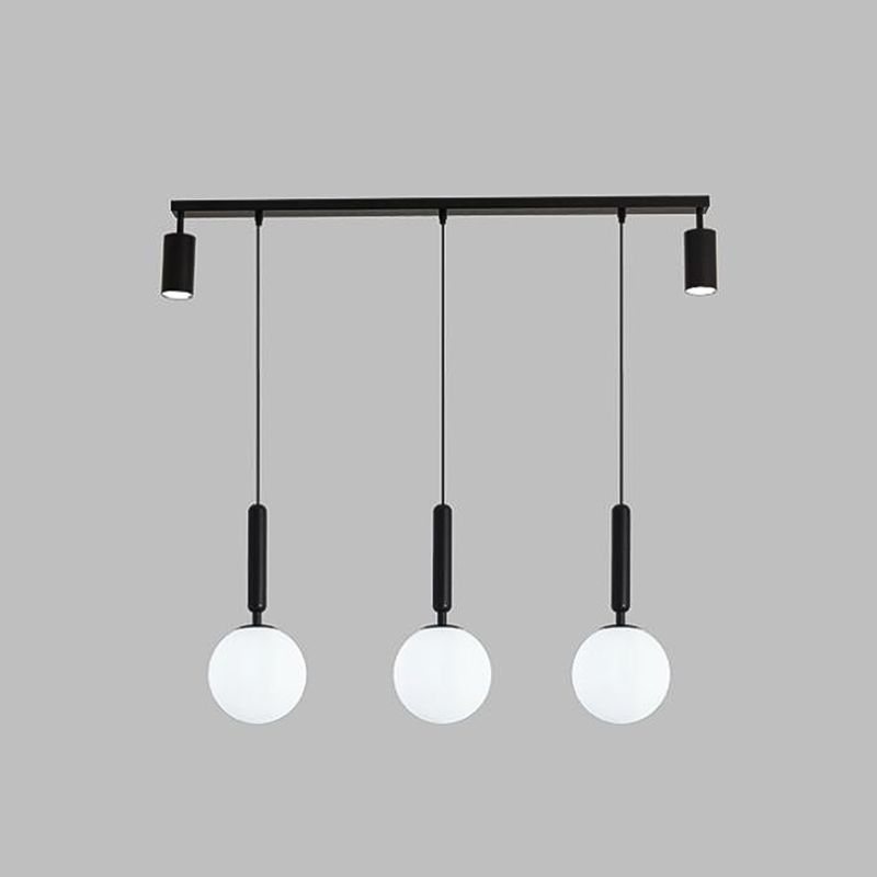 5 Light Cylinder Island Lighting Fixtures Contemporary Metal Island Lighting Ideas in Black