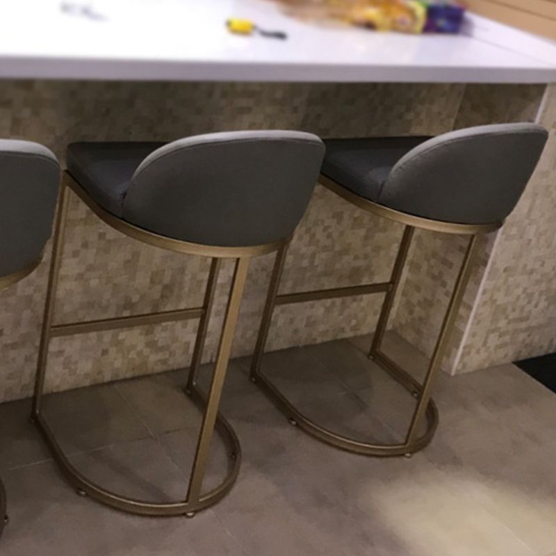 Industrial Low Back Stool PU Leather Counter Stool with Metal Legs