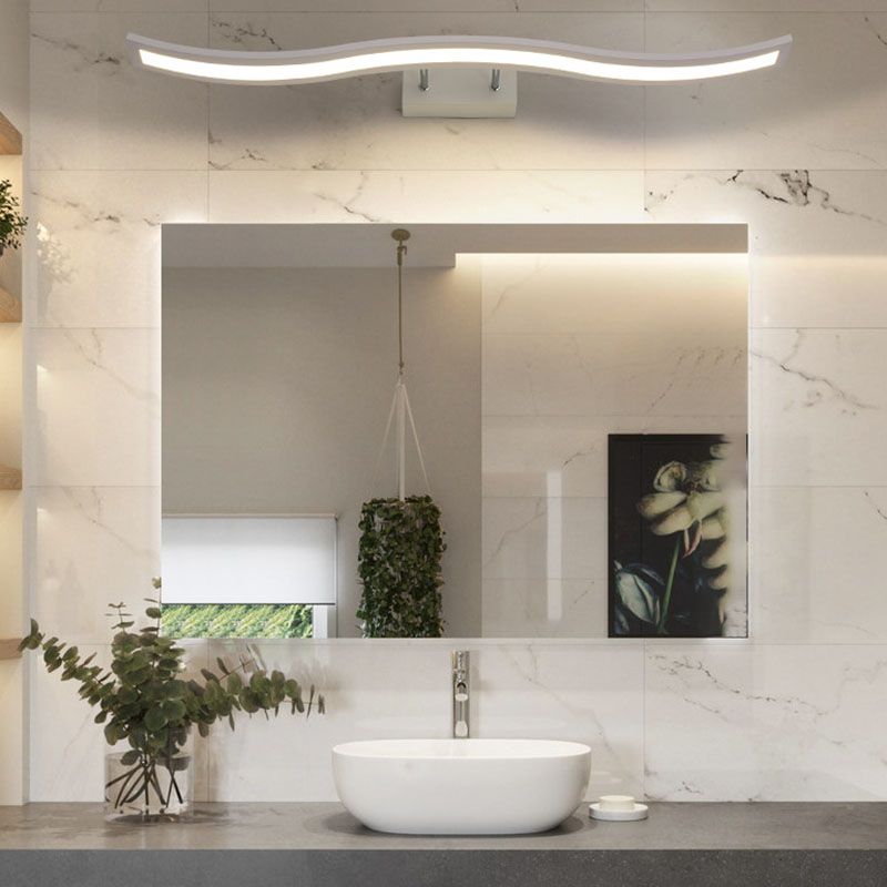 Metal Linear Shape Wall Light Modern 1-Light Mirror Wall Mount Light Fixture