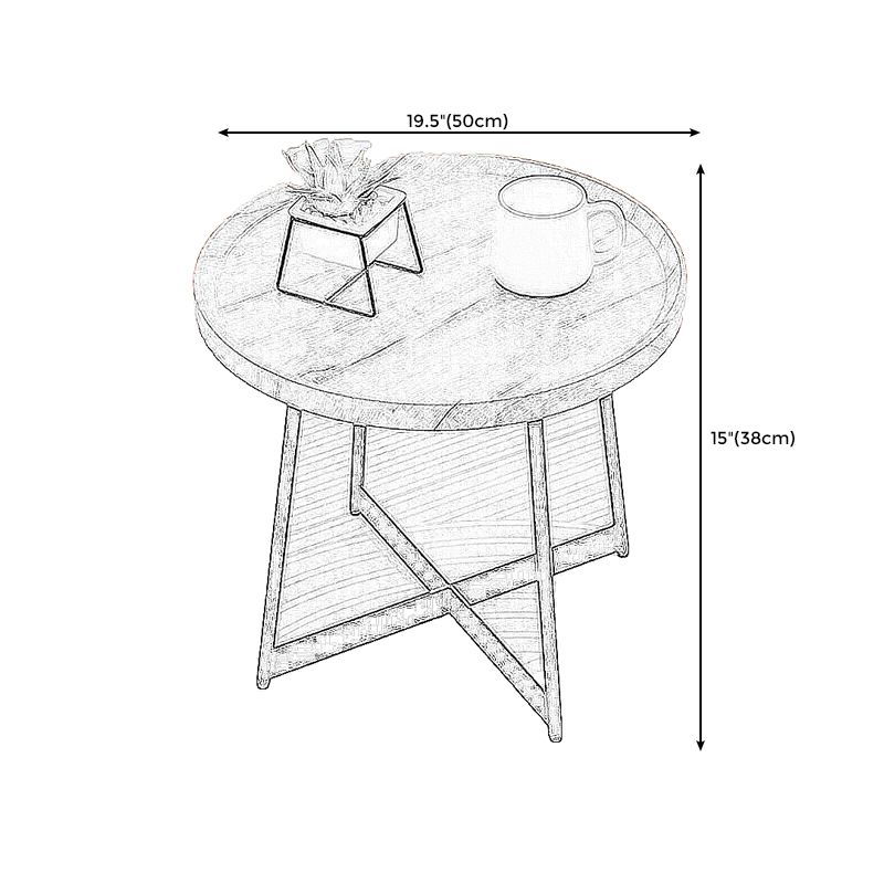 Modern Style Black Metal Base Wood-based/walnut Oval/round Table Top Side Table