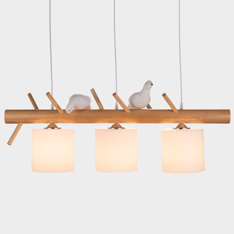 Modern Chandelier Linear White Glass 3-Light Chandelier Lights for Dining Room