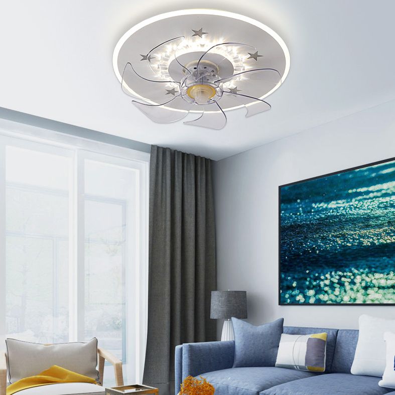 Weiße Stern Deckenlüftel Lampe Nordic LED Metal Semi Flush Mount Light für Schlafzimmer