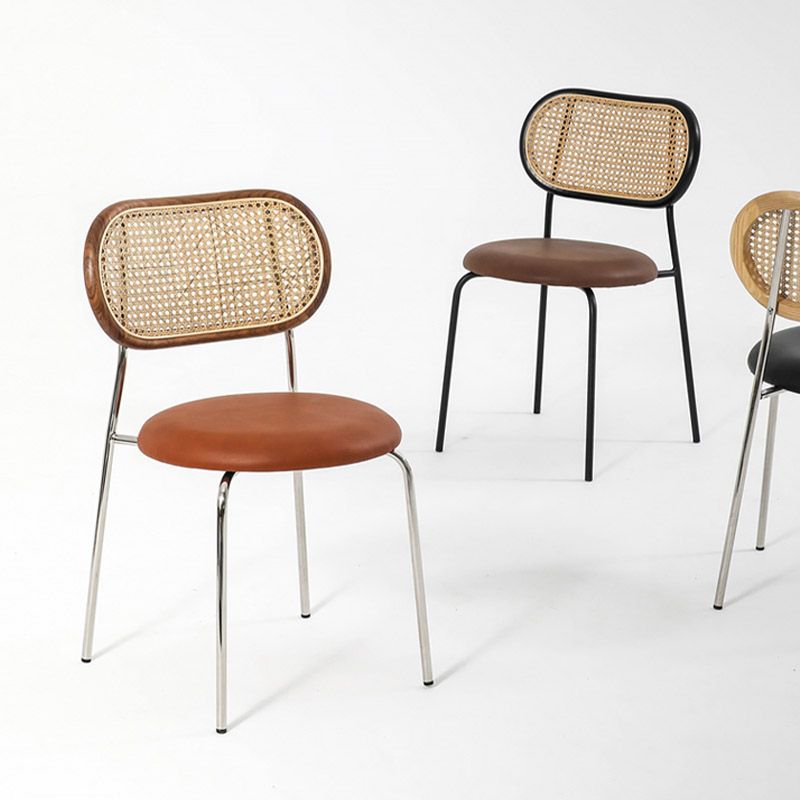 Faux Leather Side Chair Nordic Open Back Side Chair for Home