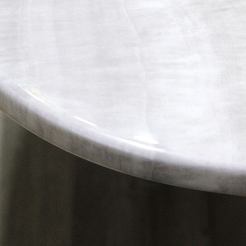 Glam Rectangle White Coffee Table with Marble Top and Steel Base