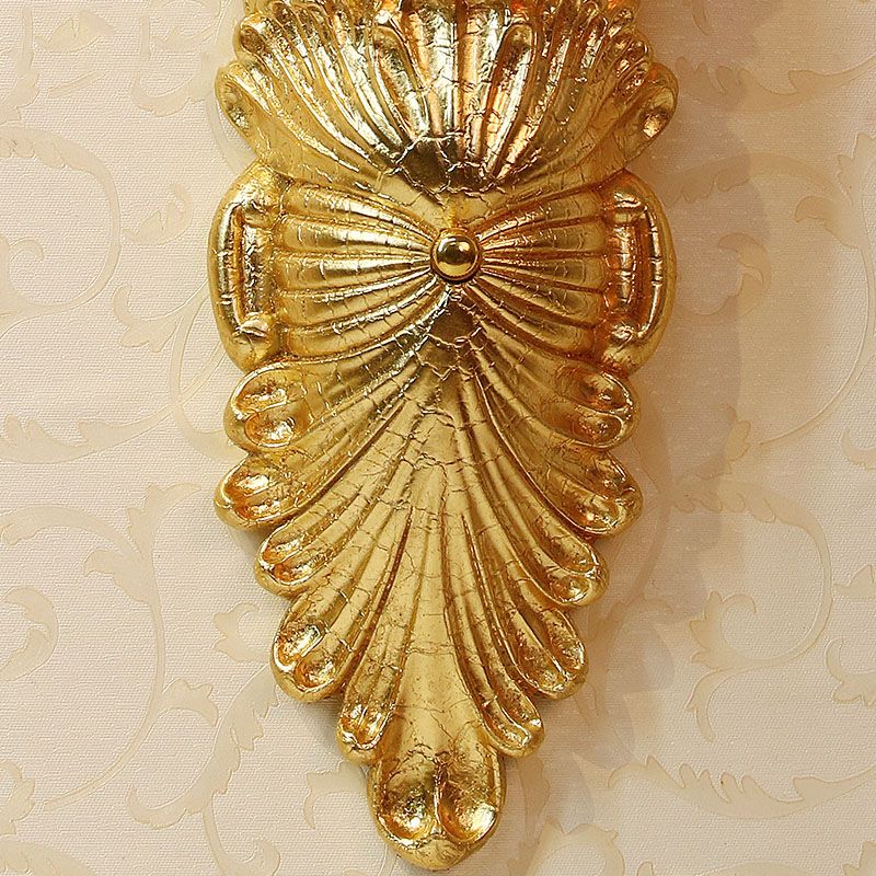 Amber Glass Gold Wall Lighting Flared Single Bulb Colonialism Sconce Light Fixture for Hallway