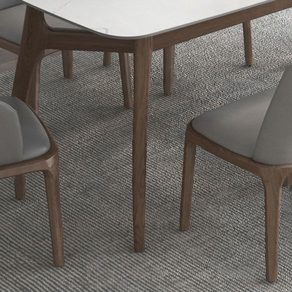 Modern Dining Table Set Sintered Stone Dining Table Rectangular Dining Table with Solid Wood Base