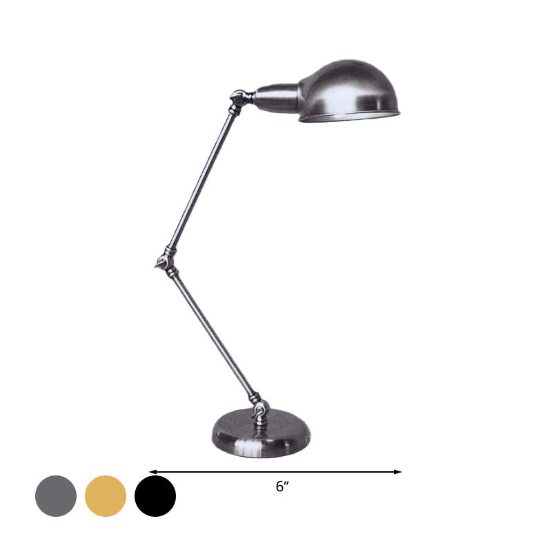 1 Light Swing Arm Desk Lighting with Dome Shade Industrial Brass/Chrome Metal Reading Lamp