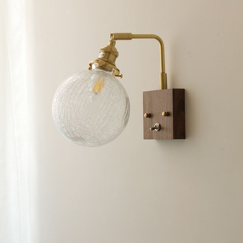 Ball Shape Glass Wall Light Modern Style 1-Light Wall Light Sconce