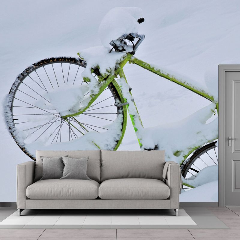 Bike Mural Decal Customized Contemporary Transportation Wall Covering for Living Room