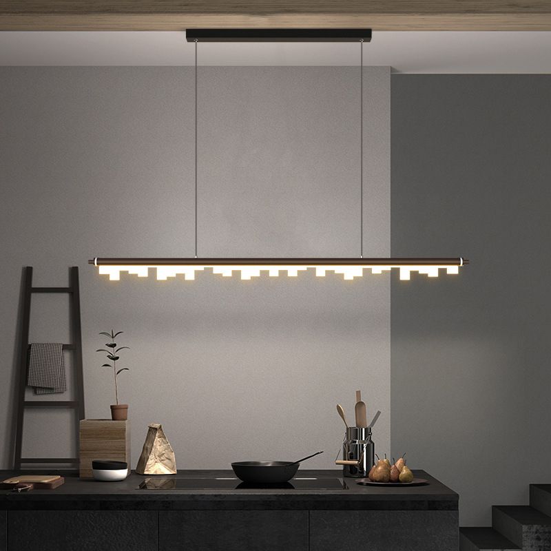 Matte Effect Tubular Metal Island Lighting Simple Style LED Ceiling Light with Acrylic Shade