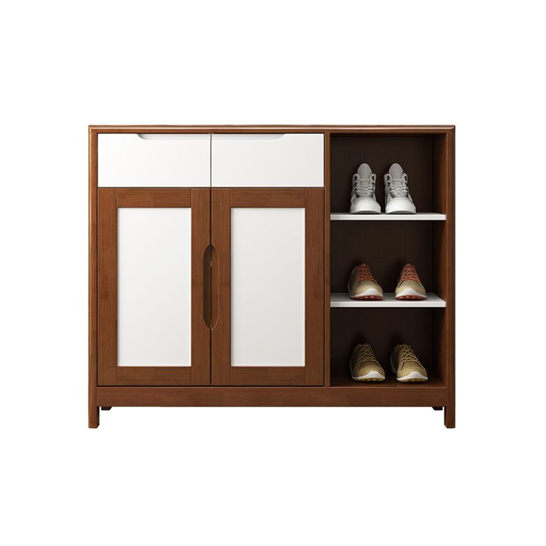 Mid-Century Cabinet with 2 Doors and 2 Drawers in Rubberwood