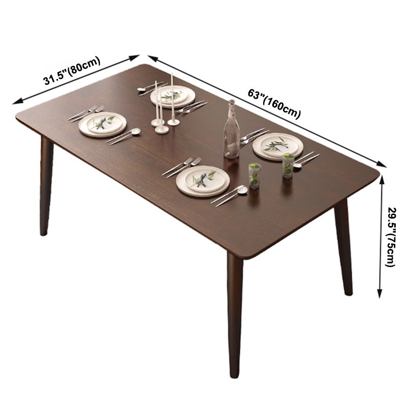 Zeitgenössisches Rechteck Esstisch Gummiholz ​​Massivholz Tisch mit 4 Beinen für das Abendessen in der Küche zu Hause