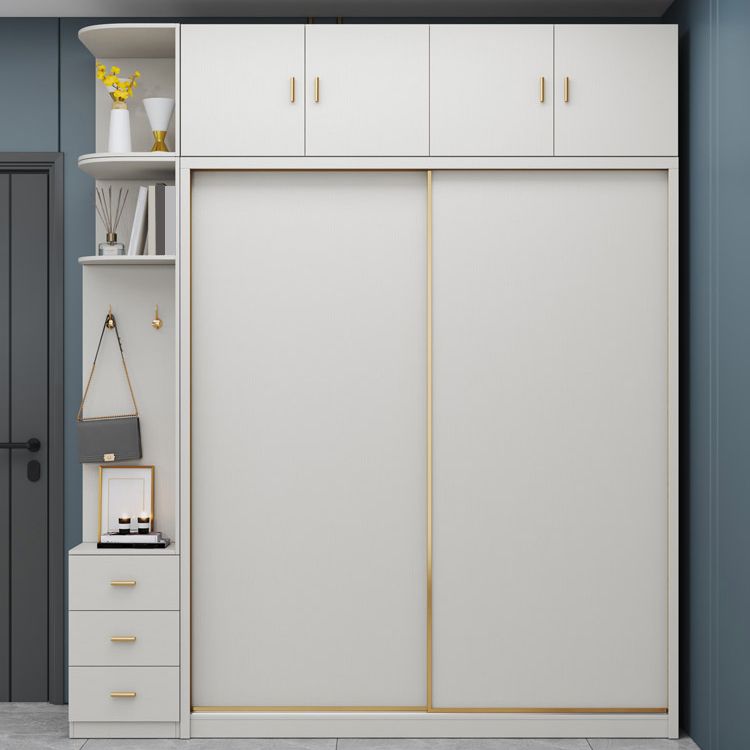 Manufactured Wood White Storage Cabinet with Sliding Door Modern Cabinet with Drawers