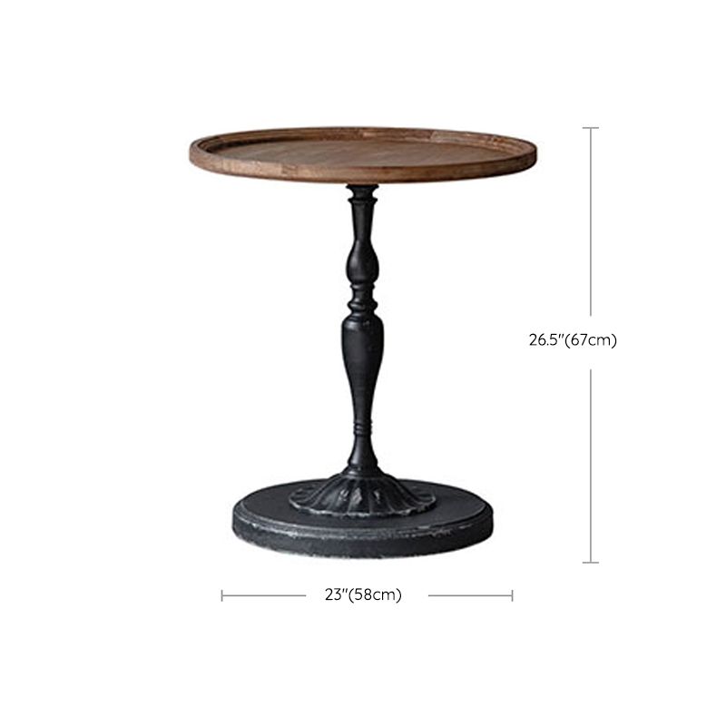 Wood and Metal Side End Snack Table Rustic Style Solid Wood End Table