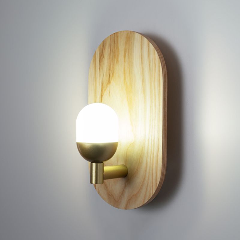 Modern Simple Wall Mount Light Ellipse Shape Wooden Wall Lamp for Bedroom