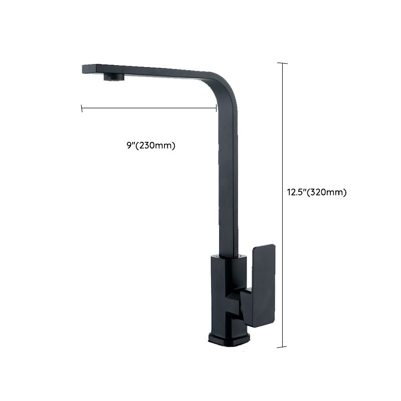 Modern Style Kitchen Faucet Stainless Steel Gooseneck Kitchen Faucet in Black