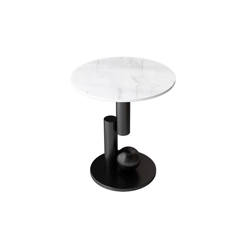 Modern Style Metal Base Slate Top Grey/black Gold/white Round Side Table