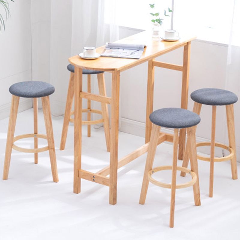 Industrial Style Round Seat Barstool Wooden Counter Bar Stool for Home Use