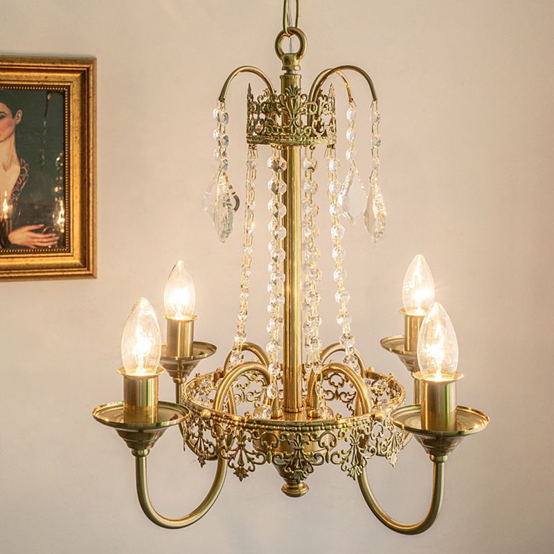 Candle Kronleuchterleuchten im Amerikanischen Stil 5-Licht-Hanghänge mit Kristall