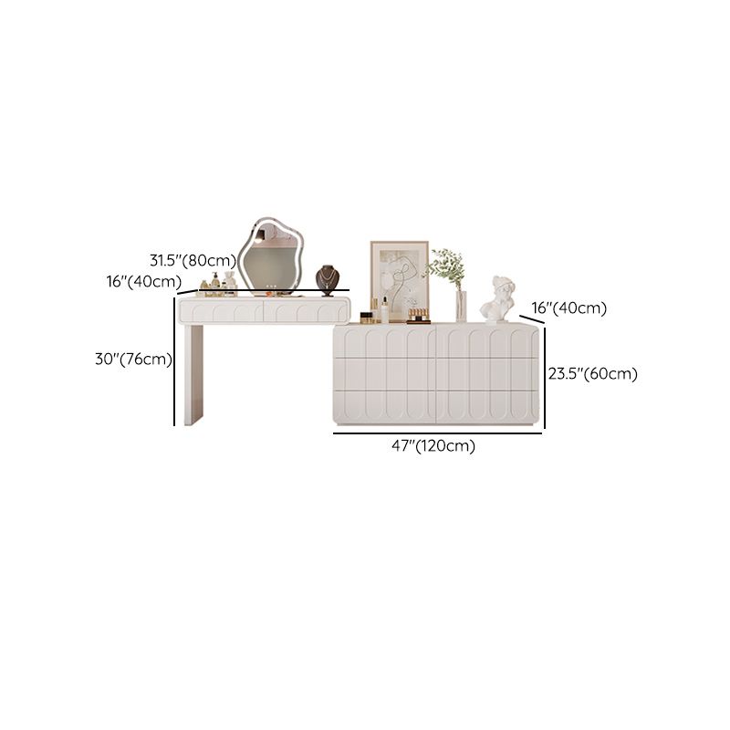 Lighted Mirror Makeup Vanity Desk in Wood Vanity Dressing Table Set for Bedroom