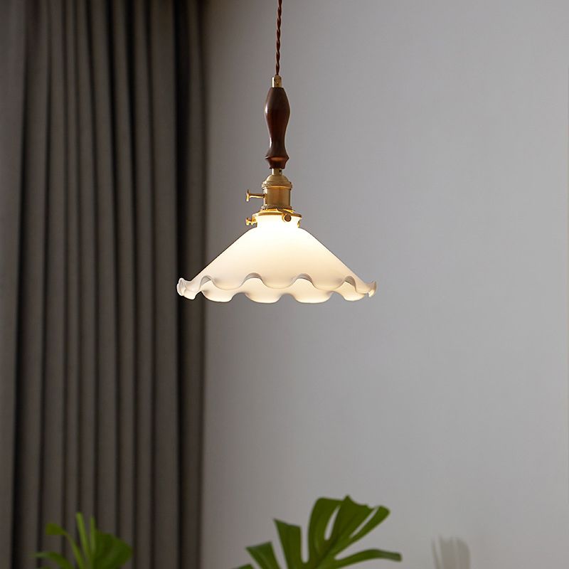 Pendre de style minimalisme moderne Lumière blanche en verre blanc suspendu pour la cuisine