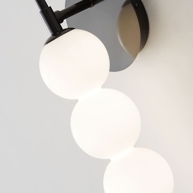 Contemporary Metal Ball Shape Wall Sconce with Glass Shade for Living Room