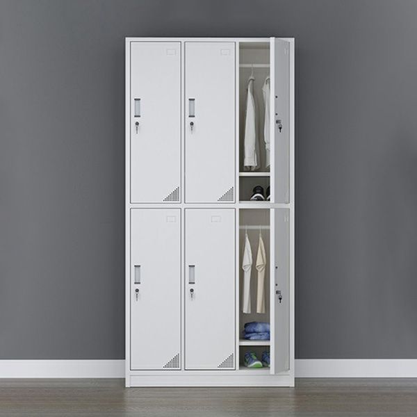 Modern Style Gray Storage Cabinet with Hinged Doors Metal Cabinet for Bathroom