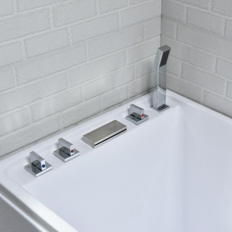 Modern Stand Alone White Bath Acrylic Rectangular Soaking Bathtub