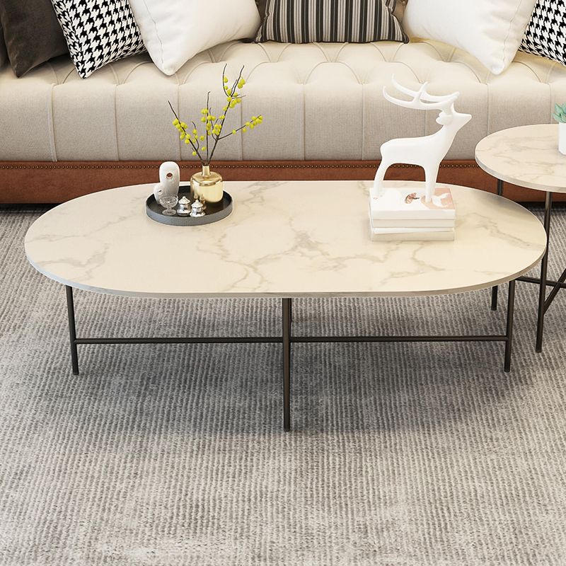 Glam Cocktail Table 4 Legs Slate Round/Oval Coffee Table Set