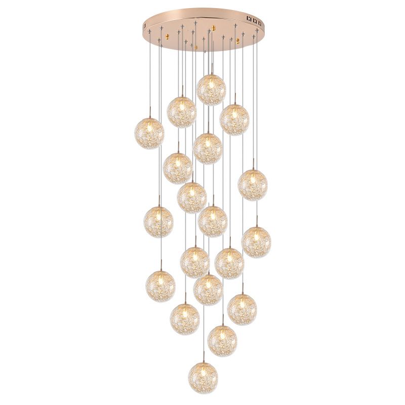 Globe Multi Light Pendant Mid-Century Modern Creativity Glass Hanging Pendant Lights for Duplex Stairs