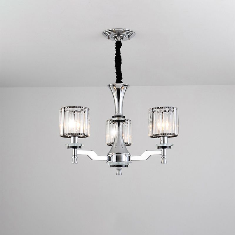 Cilinder kristalprisma's suspensielamp modern 3 bollen chrome kroonluchter verlichtingsarmatuur