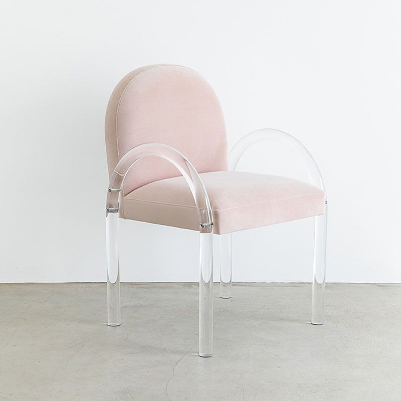 Velvet Matte Finish Dining Chair Designer Style Home Solid Back Arm Chair