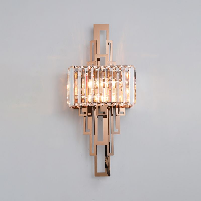 Postmodern Style Crystal Wall Sconce Light Living Room Hallway Wall Lamp in Gold
