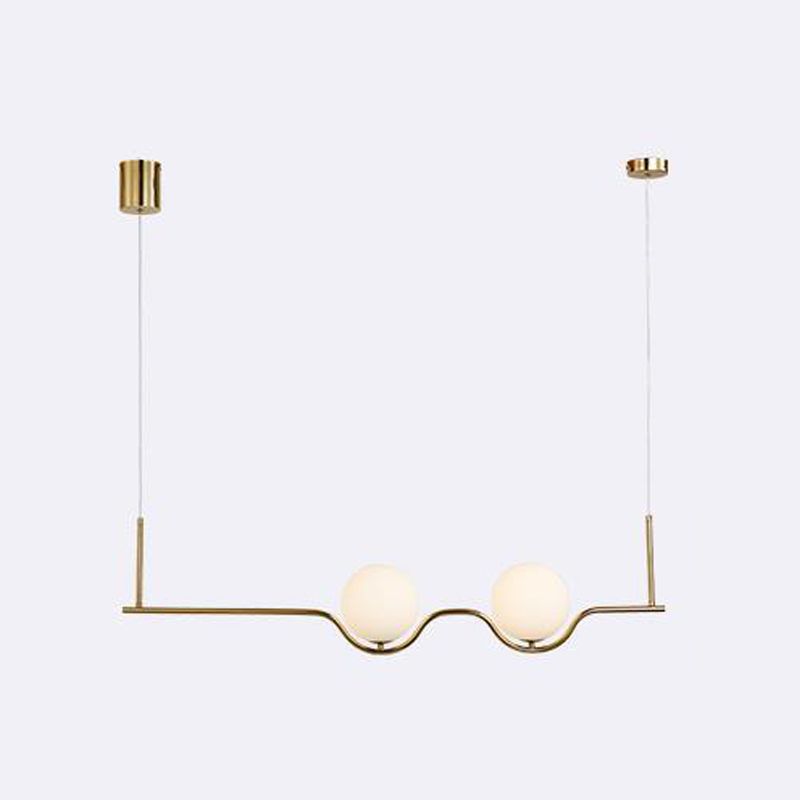 2-Light Golden Ceiling Light Contemporary Kitchen Island Lighting for Foyer