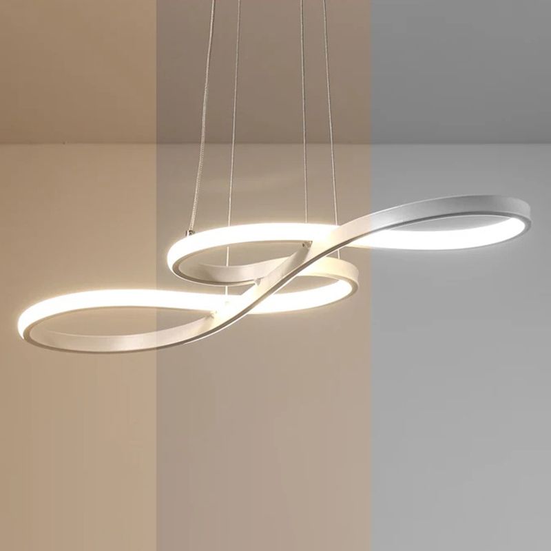 Contemporary Style Minimalist LED Line Light Lightweight Aluminum Hanging Light Fixture for Living Room